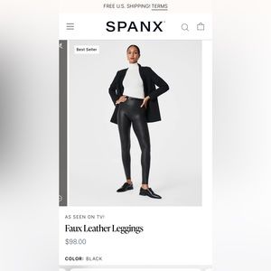 SPANX Faux Leather Leggings size Small Petite